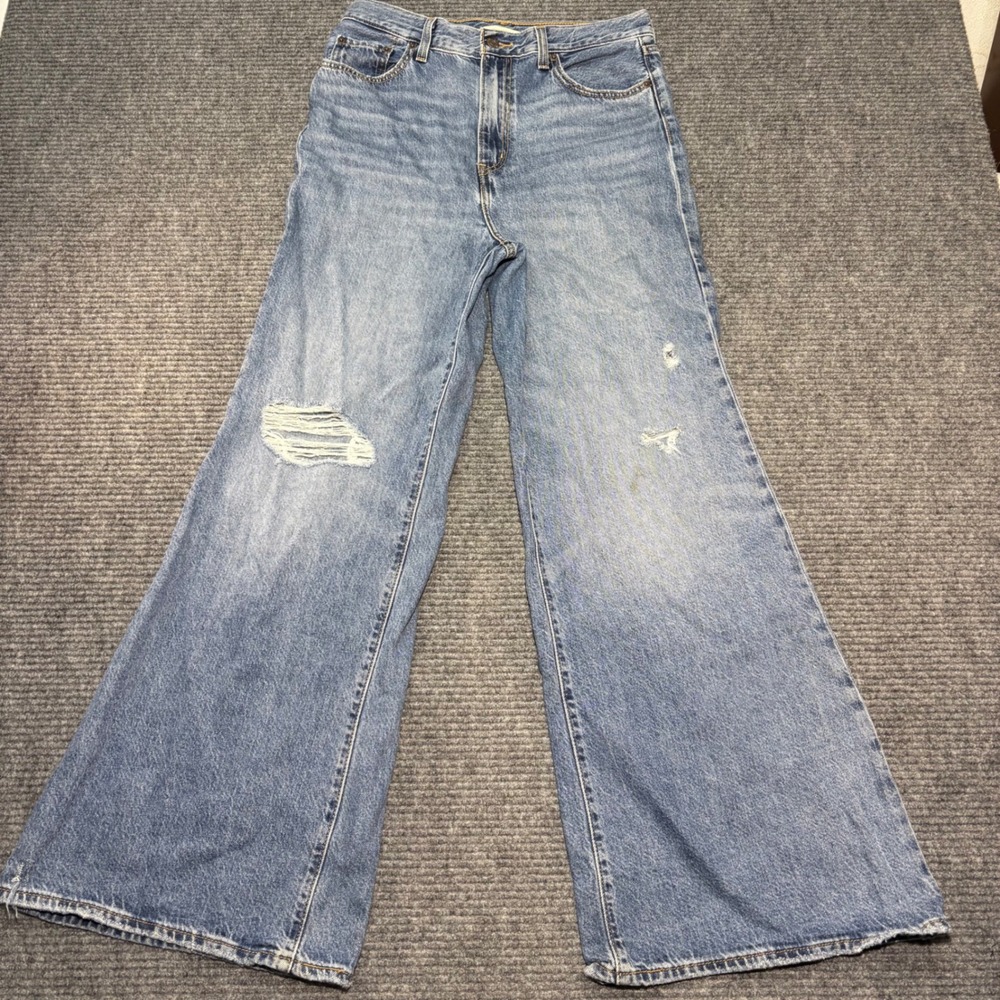 Levis High Loose Flare Jeans Distressed Blue Denim W29 L32 A1599-0001 Womens